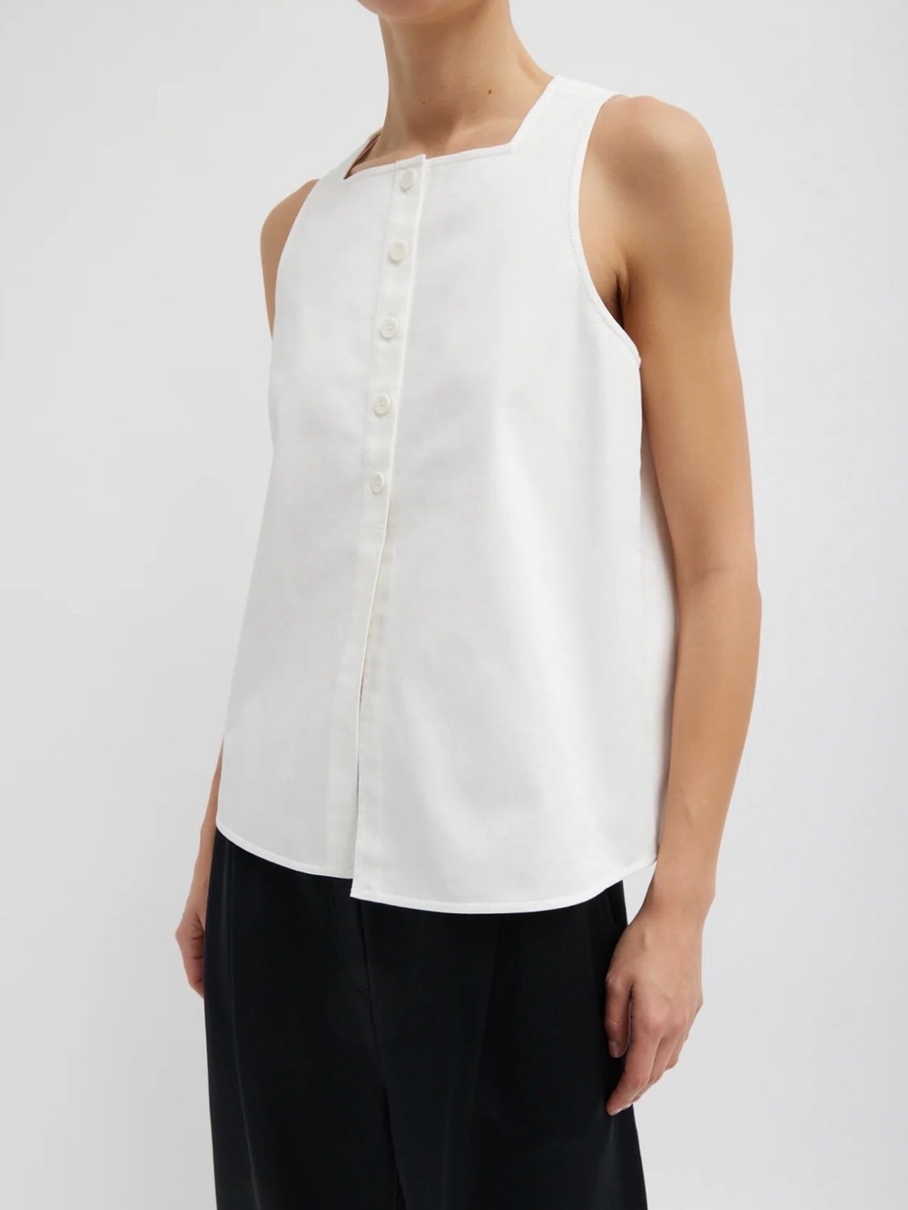 Tibi Chino Slit Front Sleeveless Top